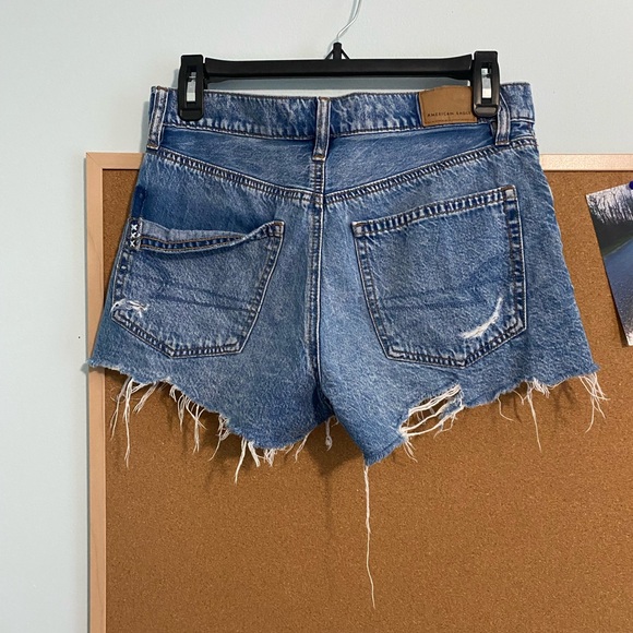American Eagle Outfitters Blue Distressed Jean Shorts - Picture 2 of 5